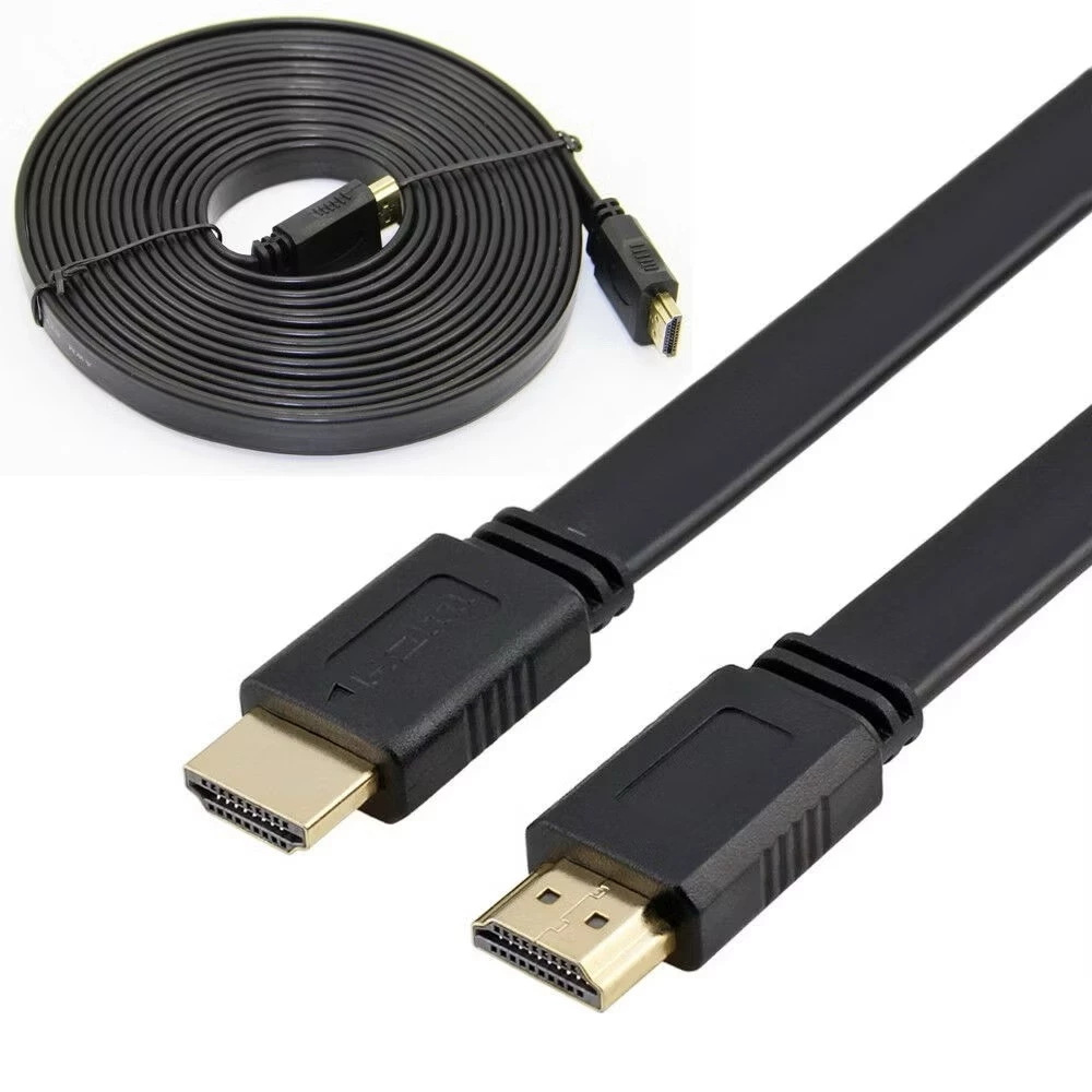 HDMI High Speed 1.5M 3M 5M 10M 15Meter HDMI High Speed 1080p 3D VER 1.4 สายแบบอ่อนแบนยาว 1.5-10เมตร (Black)