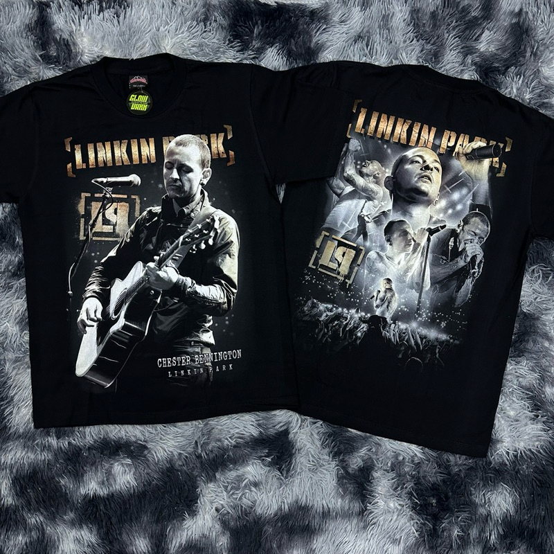 เสื้อยืด เชสเตอร์เล่นกีตาร์ เรืองแสงป้ายRocktees ผ้าคอตตอน 100