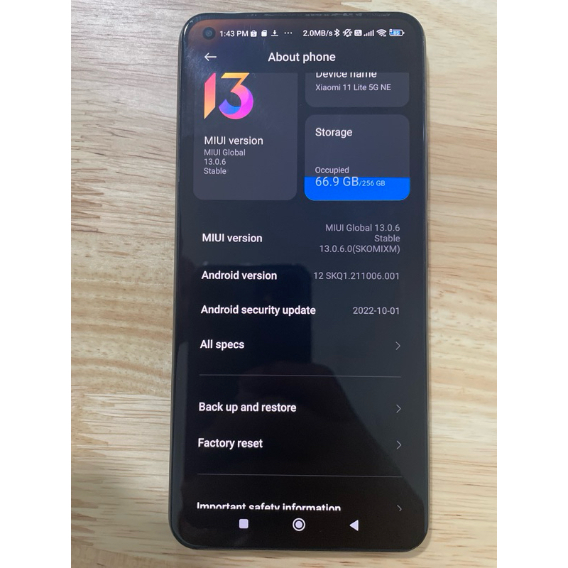 Xiaomi Mi 11 Lite NE 5G 8/256 มือสอง +หูฟังOmthing Airfree