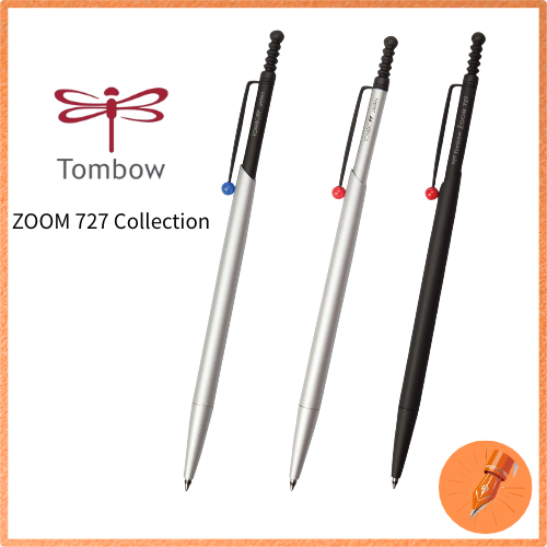 Tombow ZOOM 727 Oil-Based Ballpoint Pen 0.7mm Silver and Black