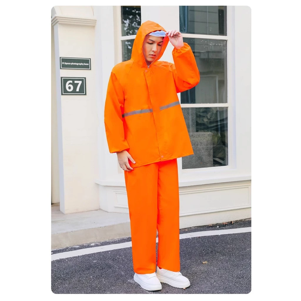 เสื้อกันฝนพกพา มีแถบสะท้อนแสง สำหรับผู้ใหญ่ thumbnail 3