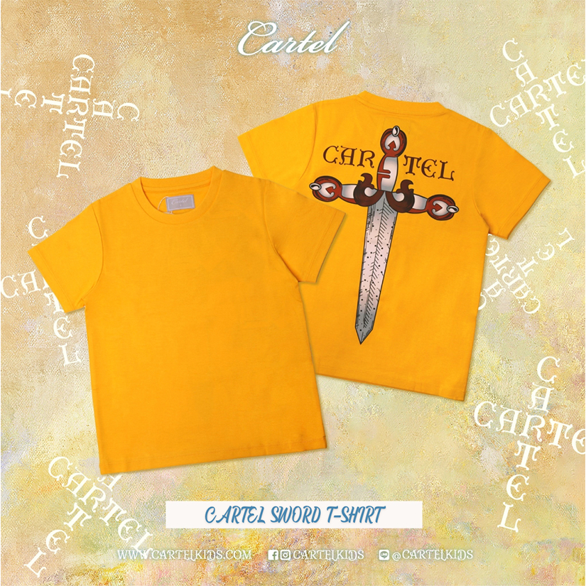 เสื้อยืดเด็กแขนสั้นลายการ์ตูนสีเหลืองน่ารักอายุ 2-12ปี/ขวบ Sword T-shirt l Cartelkids