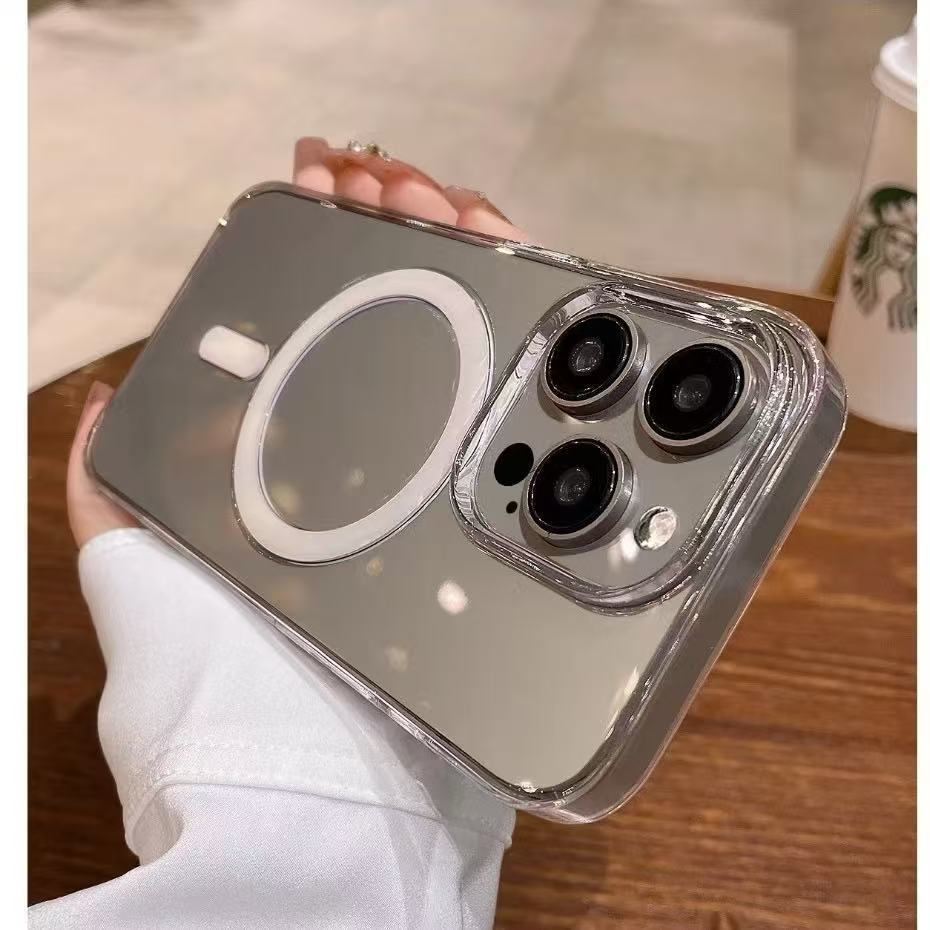 เคสแม่เหล็กใส สำหรับ iPhone 11 Pro Max i7 i8 se2 se3 7plus 8plus X XS XR Xmax 7+ 8+ชาร์จไร้สาย TPU ใส กันกระแทก - รูปที่ 4