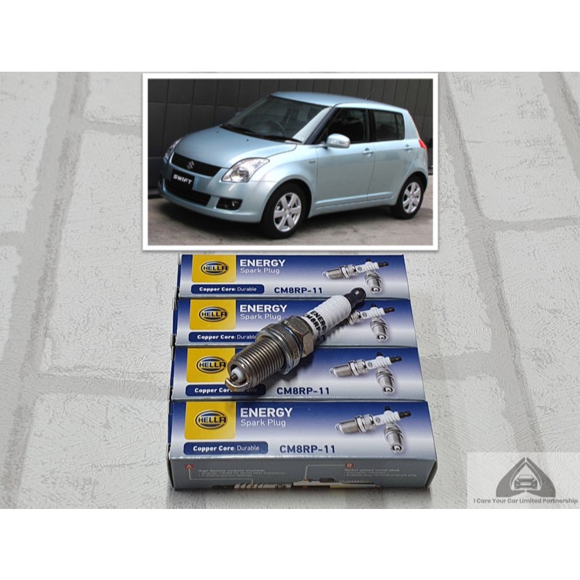 หัวเทียน Suzuki Swift ( 2005 - 2011 ) รุ่น 1.5 ขั้วนิคเกิ้ล ชุด 4 หัว : Hella CM8RP-11