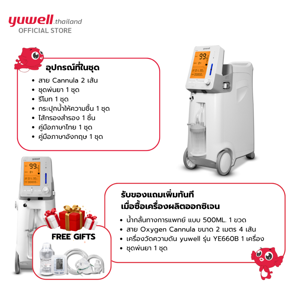 เครื่องผลิตออกซิเจน ขนาด 5 ลิตร Yuwell รุ่น 9F-5AW รับประกันศูนย์ไทย 3 ปี - รูปที่ 4