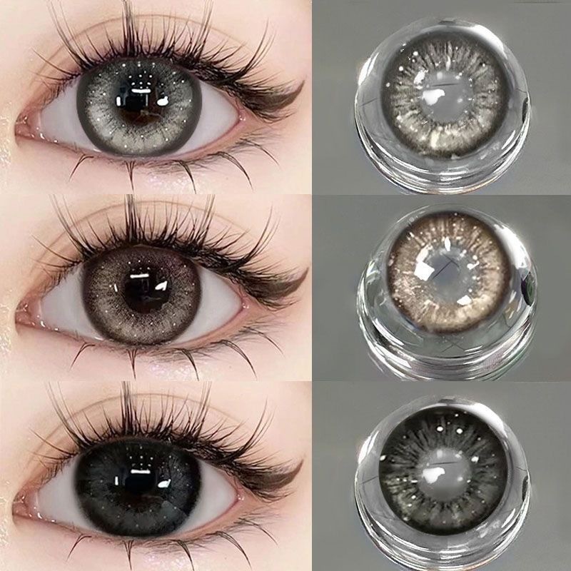 MIDROO ตาโต คอนแทคเลนส์ Thai Tea Black/Brown/Grey 1คู่-14.5mm Monthly Replace เลนส์ค่าสายตาปกติ