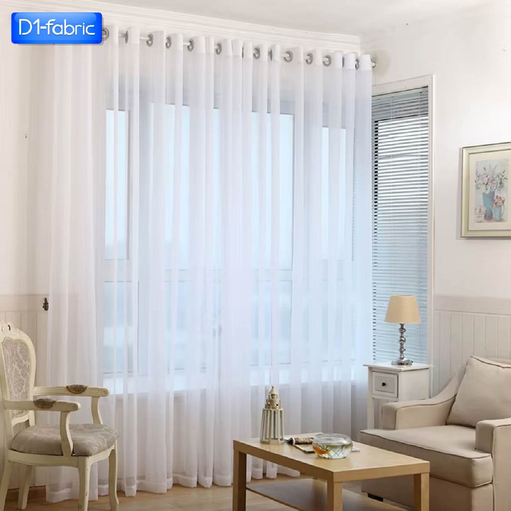 แนะนำ ผ้าม่าน ผ้าม่านโปร่งแสงตาไก่ ผ้าบังตาสีขาว ลายเรียบมินิมอล สำหรับหน้าต่าง/ประตู ราคาพิเศษ มีเก็บเงินปลายทาง