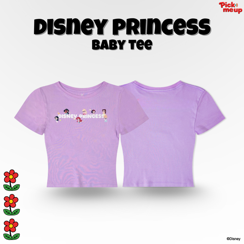 Pick Me Up เสื้อทรง  Baby Tee พิมพ์ลาย Disney Princess ลิขสิทธิ์ Disney