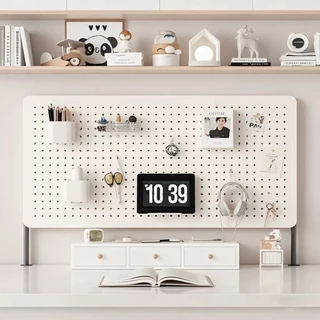 กระดานหลุม Pegboard DIY แผ่นกระดานติดผนัง เพ็กบอร์ดติดผนัง แขวนเครื่องมือบนโต๊ะโดยไม่ต้องเจาะรู