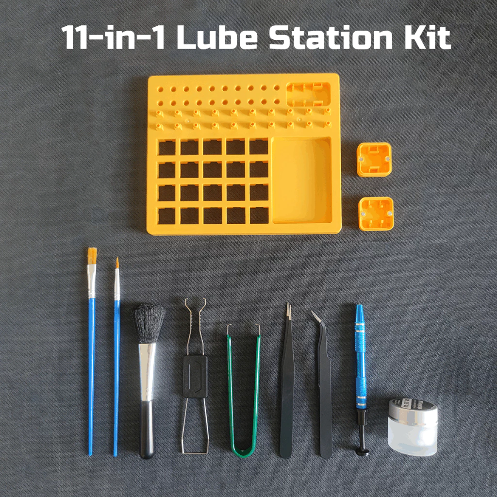 11-in-1 ฐานลูปสวิตช์คีย์บอร์ด Switch Lube Station Kit,Switch Tester Station,ABS Material for Mechanical Keyboard