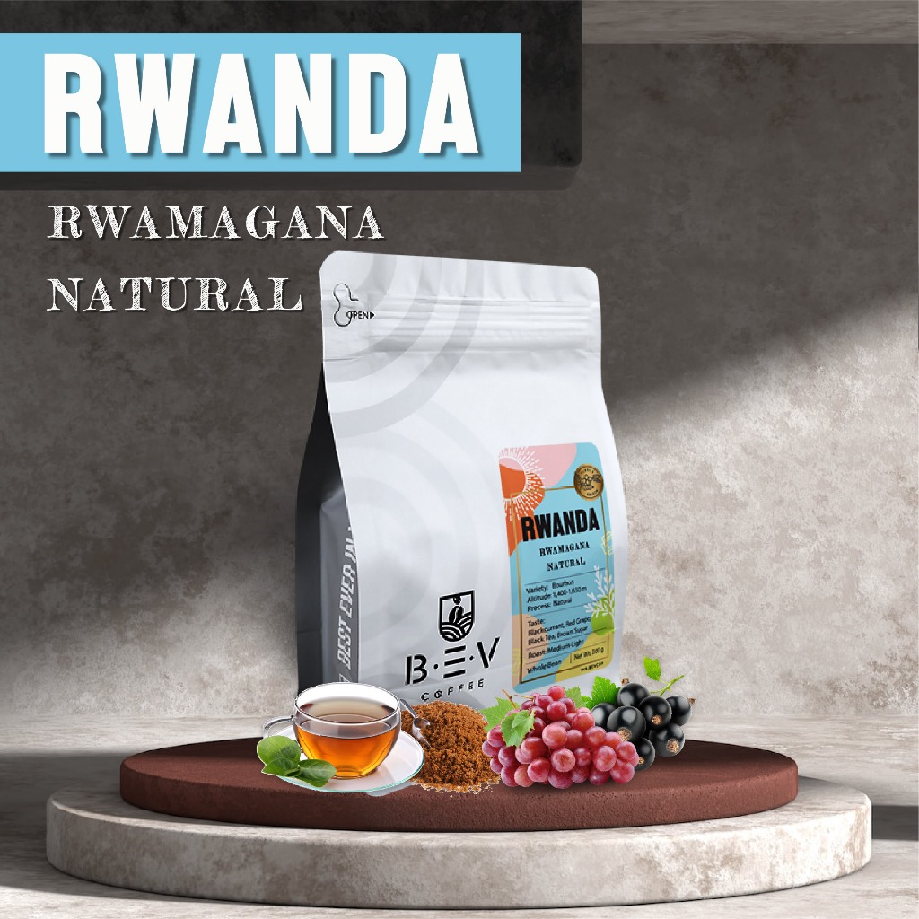 BEV COFFEE : เมล็ดกาแฟ Rwanda Rwamagana คั่วกลางอ่อน ขนาด 200 กรัม