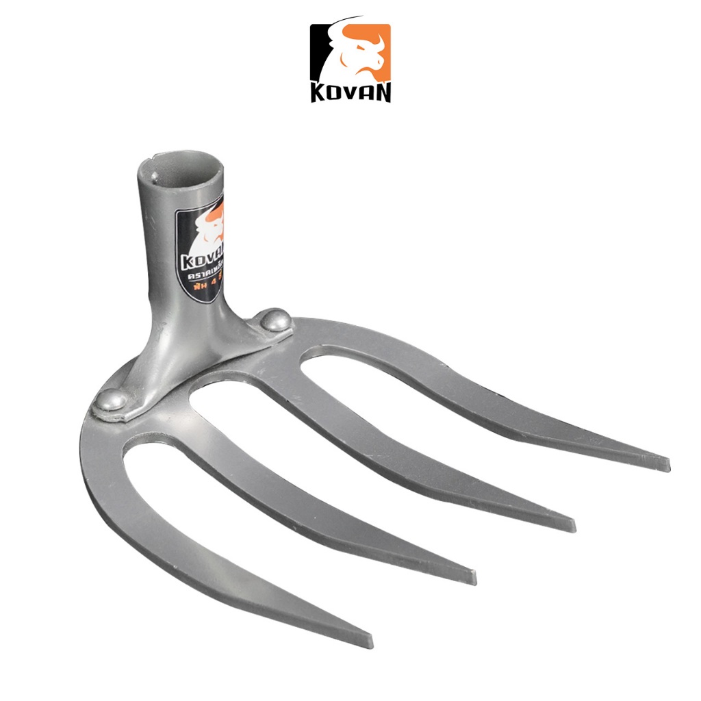 KOVAN คราดเหล็กฟัน 4 ซี่ เหล็กหนาพิเศษ 6 มม. คราดเหล็กแบบหนา พรวนดิน คราดหญ้า