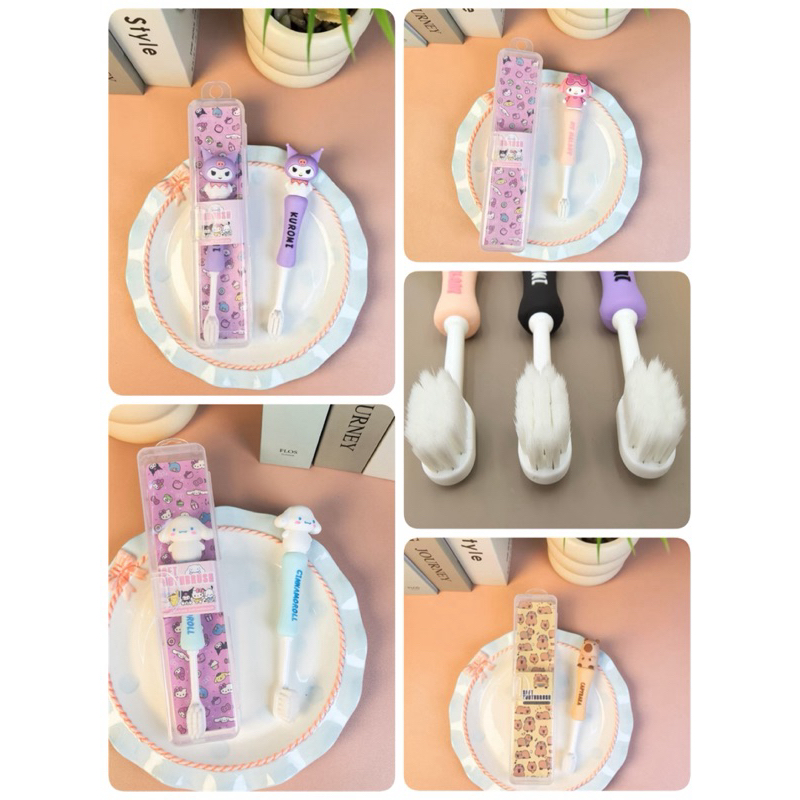 ชุดแปรงสีฟันเด็กพร้อมกล่องลายการ์ตูนน่ารักเหมาสำหรับพกพาไปโรงเรียน🧒