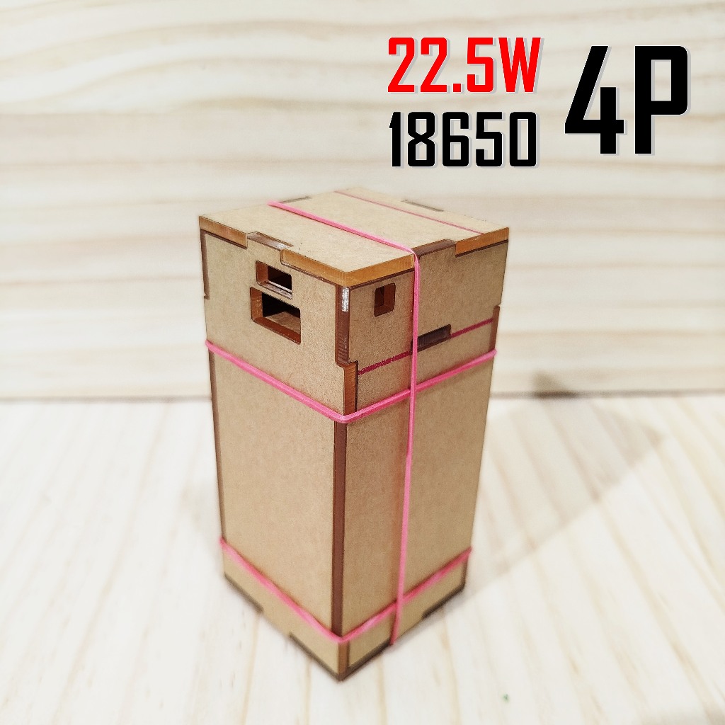 กล่องอะคริลิค DIY 18650 1S 4P (4ก้อน) (เฉพาะกล่องอะคริลิค ไม่รวมแบตเตอรี่และโมดูล USB 22.5W)