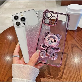 เคสโทรศัพท์ หมี LOVE กริตเตอร์ สำหรับรุ่น OPPO A17 A17K A18 A38 A78 A58 เคส กันกระแทกมุม ป้องกันกล้อง น่ารัก ตั้งได้