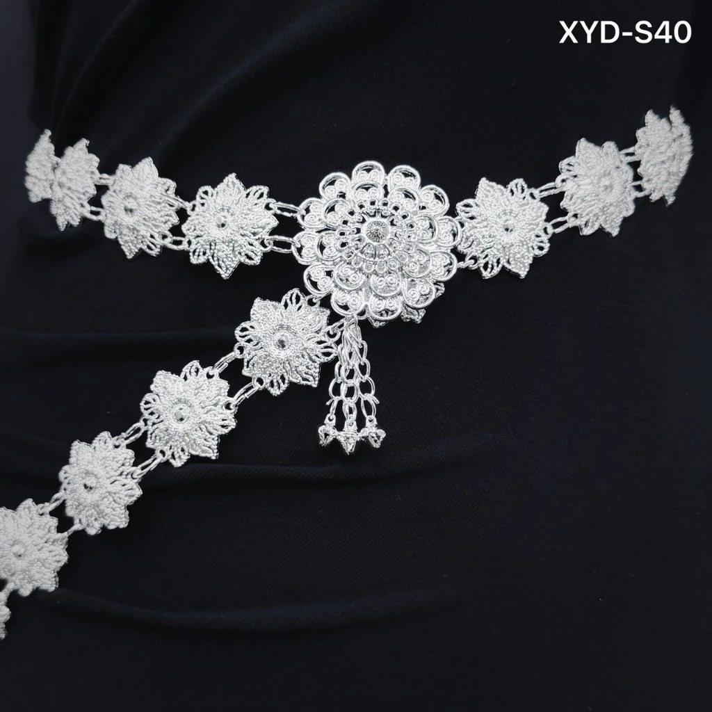 March jewelry ย้อนยุค เข็มขัด หัวเข็มขัดเงิน อุปกรณ์ เครื่องเพชรพลอย