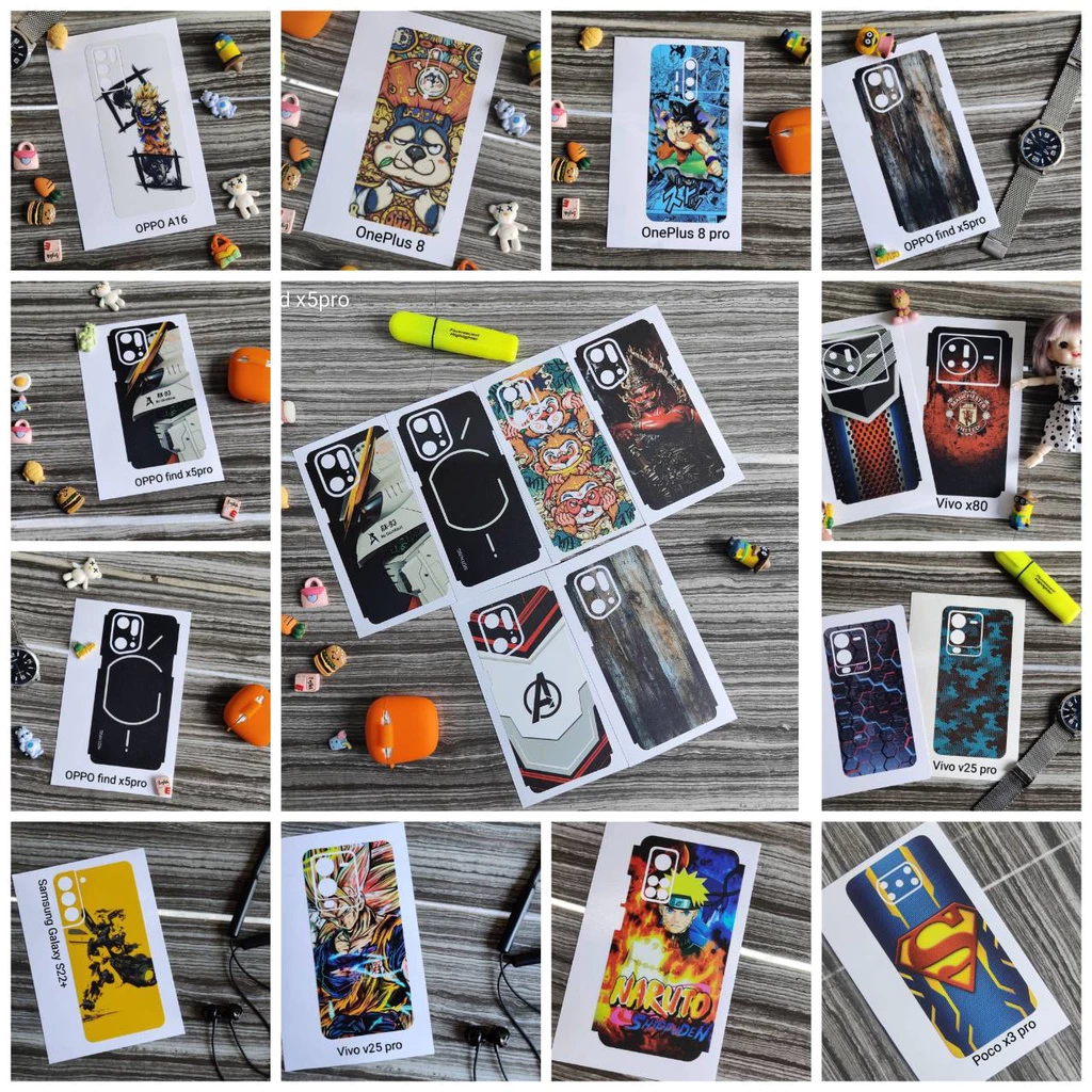 [สั่งตัดทุกรุ่น] ฟิล์มหลังมือถือ ลายกราฟิก สติกเกอร์กันรอยหลังเครื่อง ผิวด้าน ไม่ทิ้งคราบกาว