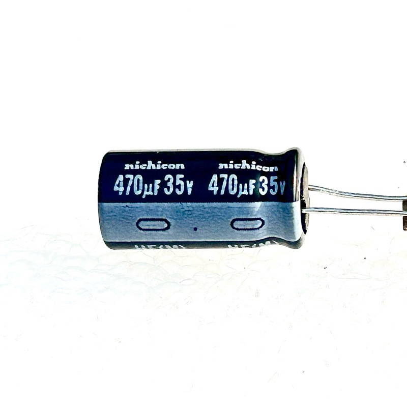 คาปาซิเตอร์ 470uF 35V 105C NICHICON HE Series 10x20mm Extremely Low Impedance 35V470uF Aluminum Electrolytic Capacitor