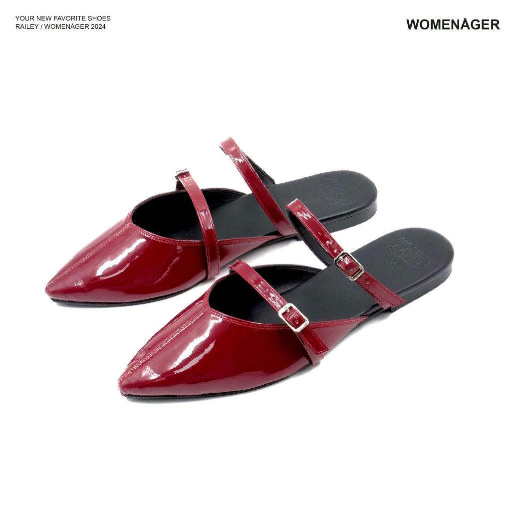 womenager - Railey Classic สี Cherry รองเท้าหัวแหลมเปิดส้น