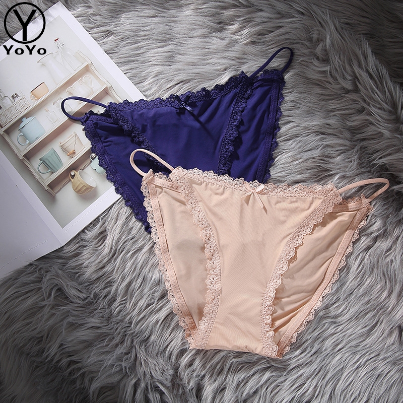YOYO กางเกงในหญิง sexy สายเดี่ยว แต่งโบว์น่ารัก ขอบลูกไม้ เนื้อนิ่ม ใส่สบาย ระบายอากาศ แถมเซ็กซี่ อีกต่างหาก รุ่น0920