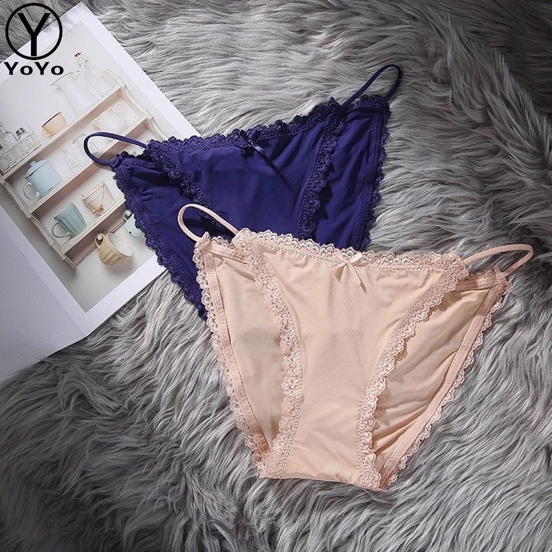 YOYO กางเกงในหญิง sexy สายเดี่ยว แต่งโบว์น่ารัก ขอบลูกไม้ เนื้อนิ่ม ใส่สบาย ระบายอากาศ แถมเซ็กซี่ อีกต่างหาก รุ่น0920
