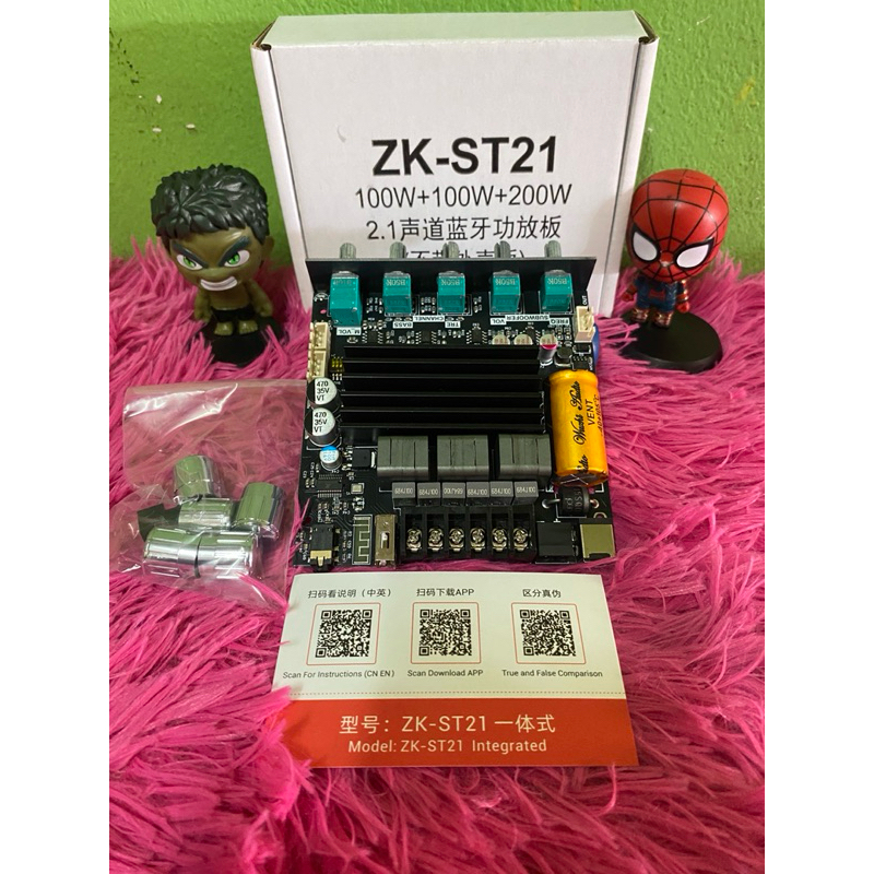 ZK-ST21 แท้ แอมป์จิ๋ว 2.1 100W*2+200W DC 12-30v รองรับการติดตั้ง ZK-AMP ชิปบลูทูธ TPA3221+TPA3221 แอมป์จิ๋วแรงๆ18v