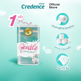 Gentle : กระดาษชำระแบบม้วน 15.0 เมตร x 24 ฟรี 6 ม้วน (10601)
