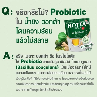 HOTTA น้ำขิงฮอทต้า เครื่องดื่มขิงผงสำเร็จรูป ขิงผสมโพรไบโอติกและใยอาหาร 4,000 มก. ขนาด 10 ซอง (4 ถุง)