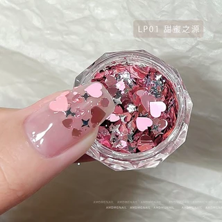 กลิตเตอร์แต่งเล็บ อุปกรณ์ตกแต่งศิลปะเลื่อมสไตล์ใหม่สีแดงสุทธิแฟลชสี่
