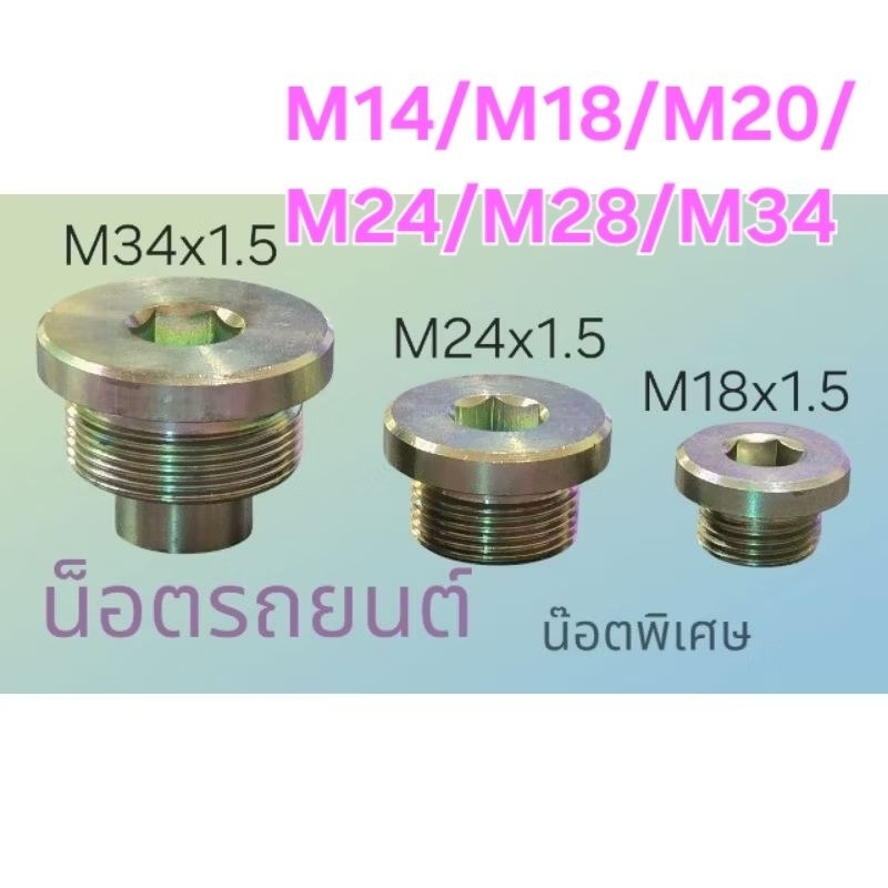 น๊อต M14 M18 M20 M24 M28 M34 มาตรฐานยานยนต์IATF16949 ■ไม่มีแหวนรอง/ทองแดง