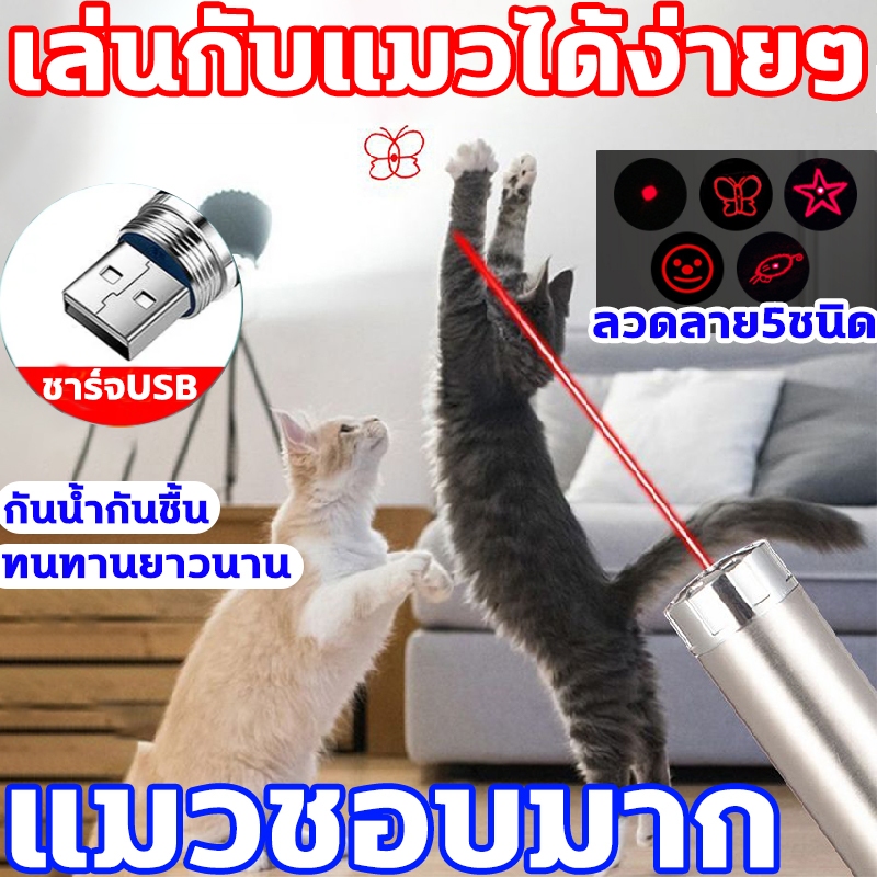 🐾พร้อมส่ง เลเซอร์แมว ลวดลาย5ชนิด เลเซอร์ล่อแมว น้องแมวจะหันมาสนใจเล่นกับคุณแน่นอน เลเซอร์ล่อแมว พกพาสะดวก