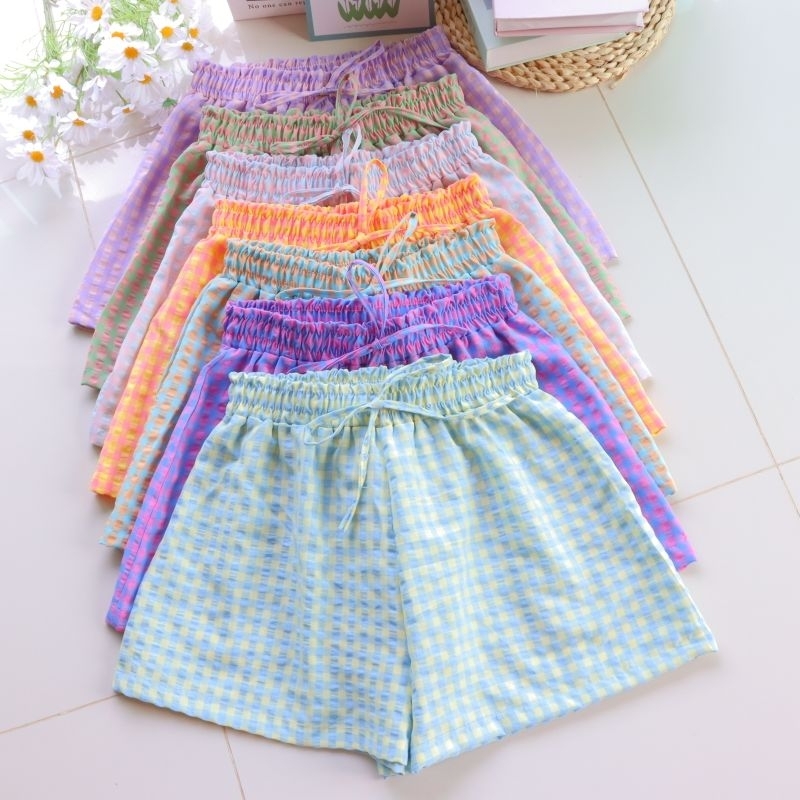 กางเกงขาสั้น ลายสก็อตพาสเทล กางเกงสก็อต ใส่นอน ใส่เล่น ใส่ไปทะเลได้ ใส่สบายๆ7โทนสีน่ารัก - รูปที่ 5