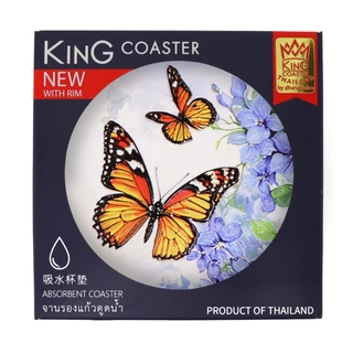 ที่รองแก้วซับน้ำ King Coaster จานรองแก้วดูดน้ำ ลายผีเสื้อ Butterfly ceramic coaster ของฝาก