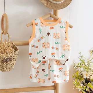 ชุดเสื้อกล้ามเด็ก ชุดเด็กน่ารัก พิมพ์ลายสัตว์ สไตล์น่ารัก มี7สีให้เลือก สำหรับเด็ก 0-4ขวบ