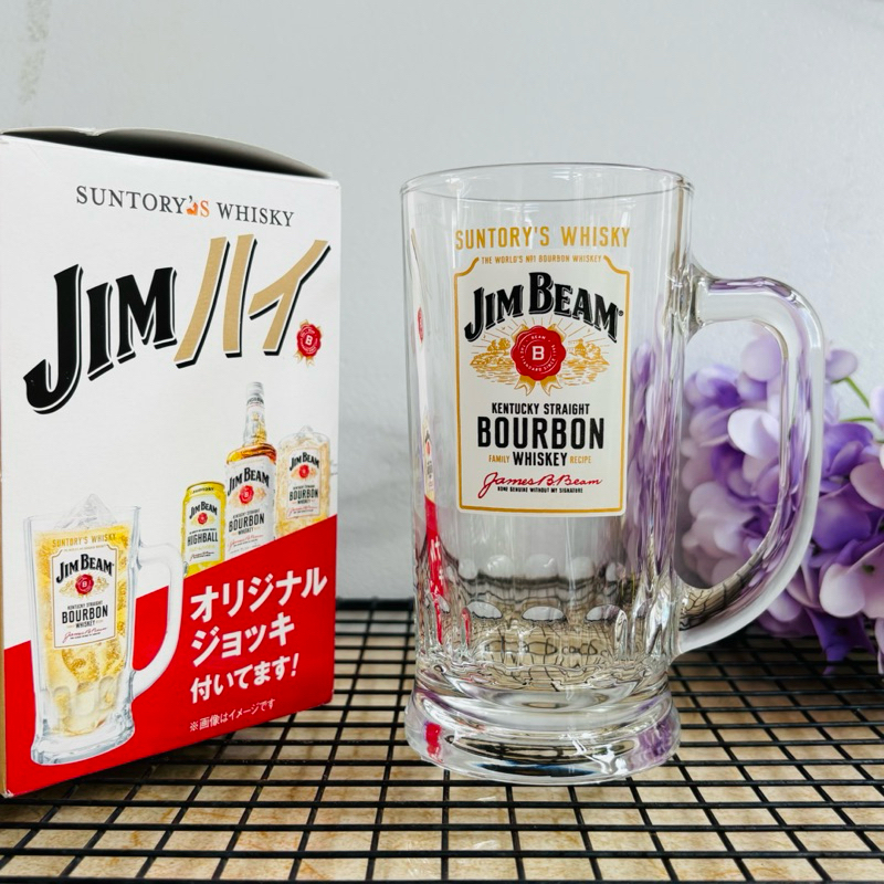 แก้ววิสกี้มีหูจับ Jim Beam (Suntory Jim Beam Highball Glass Mug) ขนาด 320ml มือสอง จากญี่ปุ่น