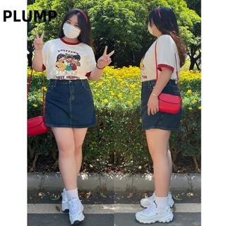 GHAOHES กางเกงกระโปรงยีนส์สาวอวบเอวสูง กระโปรงสาวอวบเก็บพุง ผ้าไม่ยืด Skirt เสื้อผ้า ผู้หญิง 6605