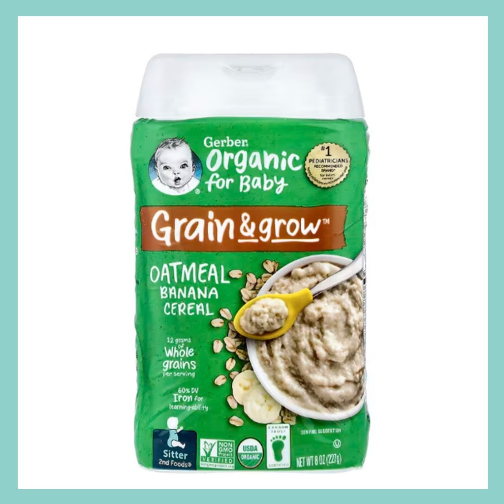 ✳️[แท้ 100%/พร้อมส่ง]✳️ Gerber Organic for Baby Grain & Grow, 2nd Foods Oatmeal Banana Cereal, 8 oz 