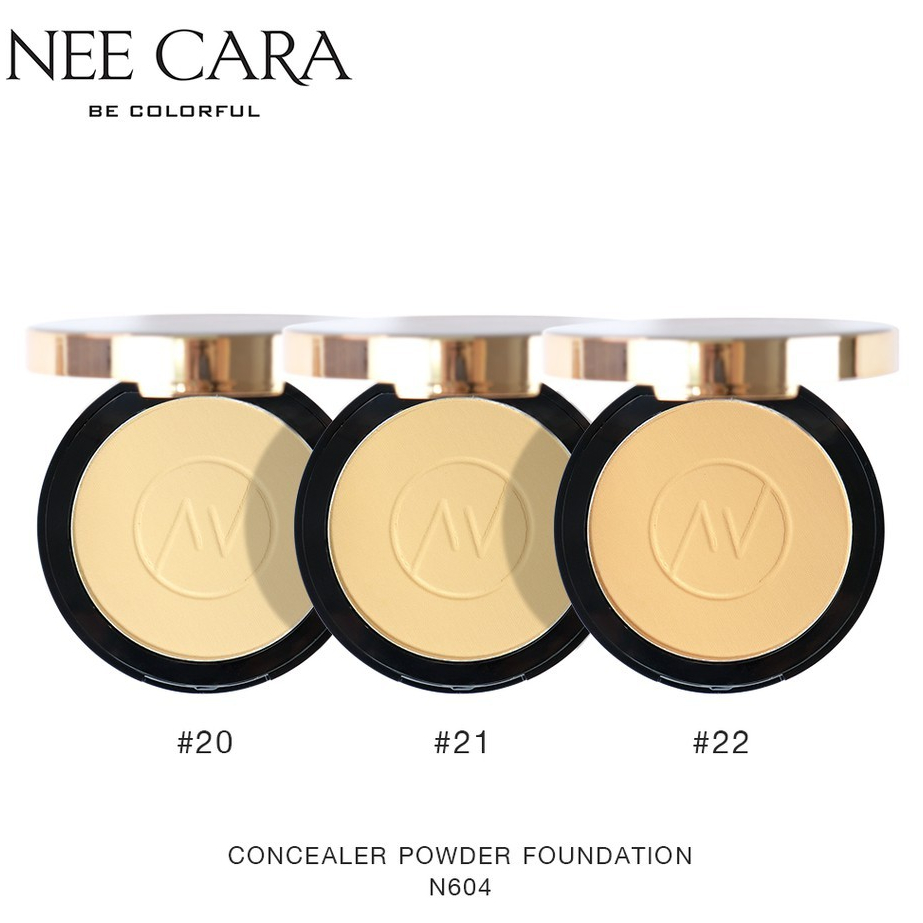 [ซื้อในไลฟ์ลด50%ของแท้] นีคาร่า N604 แป้งพัฟ แป้งผสมรองพื้น แป้งตลับ  NEE CARA POWDER CAKE SPF25+++
