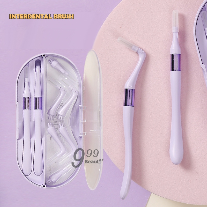 L แปรงซอกฟัน Interdental แปรงทำความสะอาดฟันฟันทันตกรรมเครื่องมือไม้จิ้มฟันแปรง 0.8 มม(มี 2 ด้าม 18 หัวแปรง) Z0157