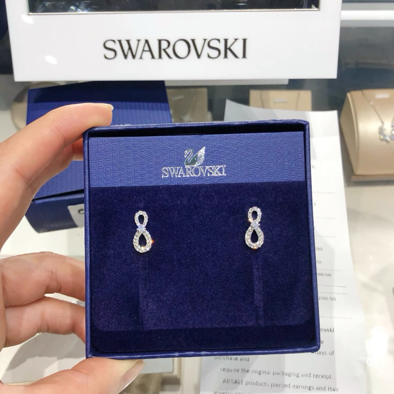 ส่งเร็ว  ของแท้100%  Swarovsk ต่างหู แท้ Infinity Endless Necklace ต่างหู พร้อมจี้ผู้หญิง