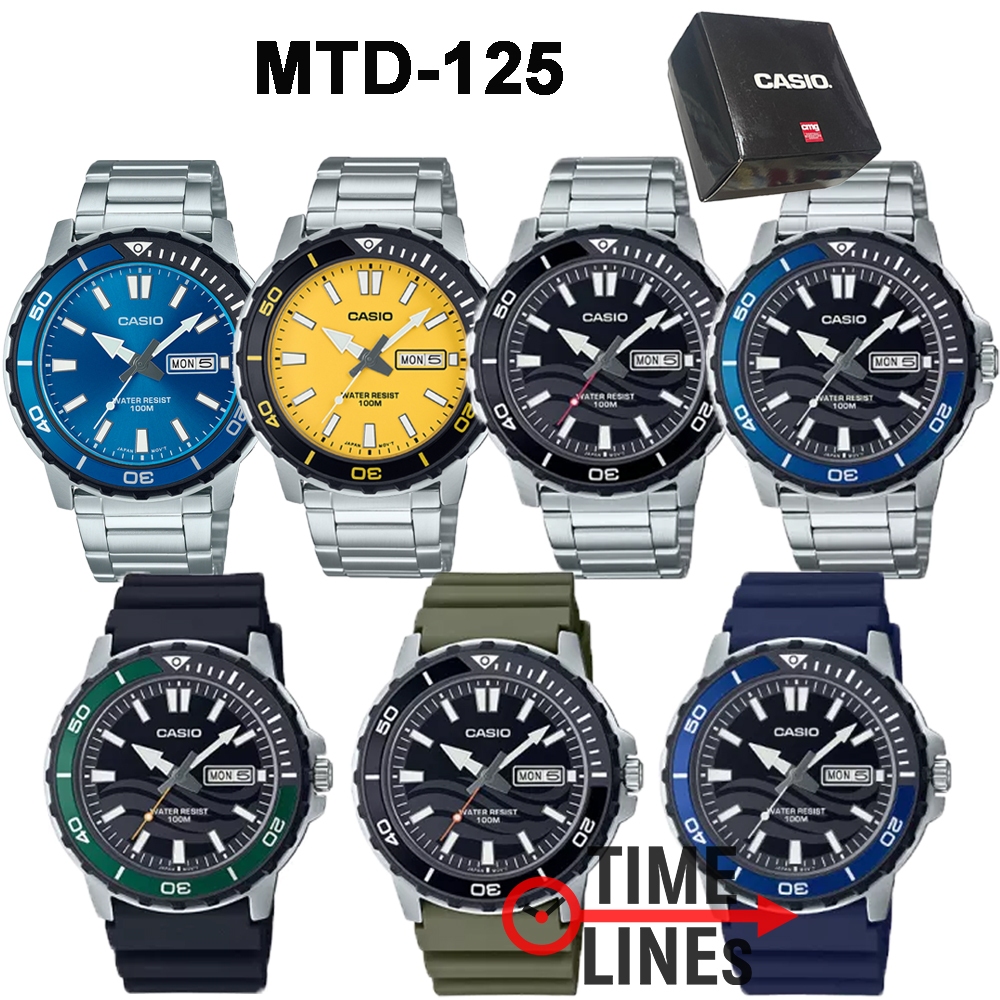 !!ประกัน1ปีและกล่อง CMG!! CASIO รุ่น MTD-125 นาฬิกาผู้ชาย ทรงสปอร์ต กันน้ำ100 เมตร MTD MTD125 MTD-12