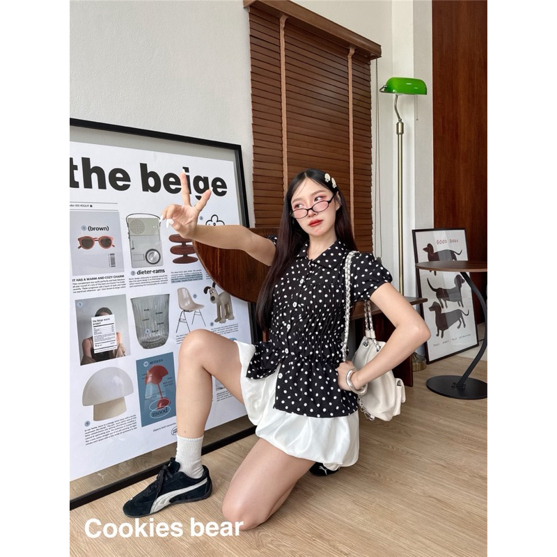 Cookies bear เสื้อเชิ้ตคอบัวแขนตุ๊กตา ตัวยาว สม็อคตัว ราคา ถูกที่สุด ดีลบีเคเค แกลเลอรีภาพที่ 3