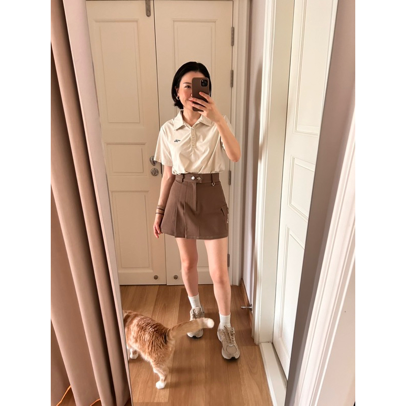 Summer Swing Yuri Contrast Stitches Skort (Black/Mocha Brown/Blue/Cream) กางเกงกระโปรงออกกำลังกาย กอล์ฟ เทนนิส