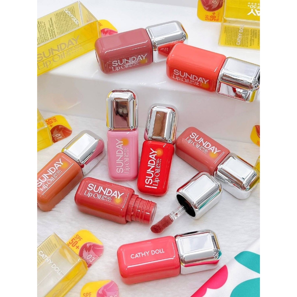 Cathy Doll Sunday Lip Oil SPF50+ PA+++ เคที่ดอลล์ ซันเดย์ลิปออยล์ เอสพีเอฟ50+ พีเอ++++ 3.5g