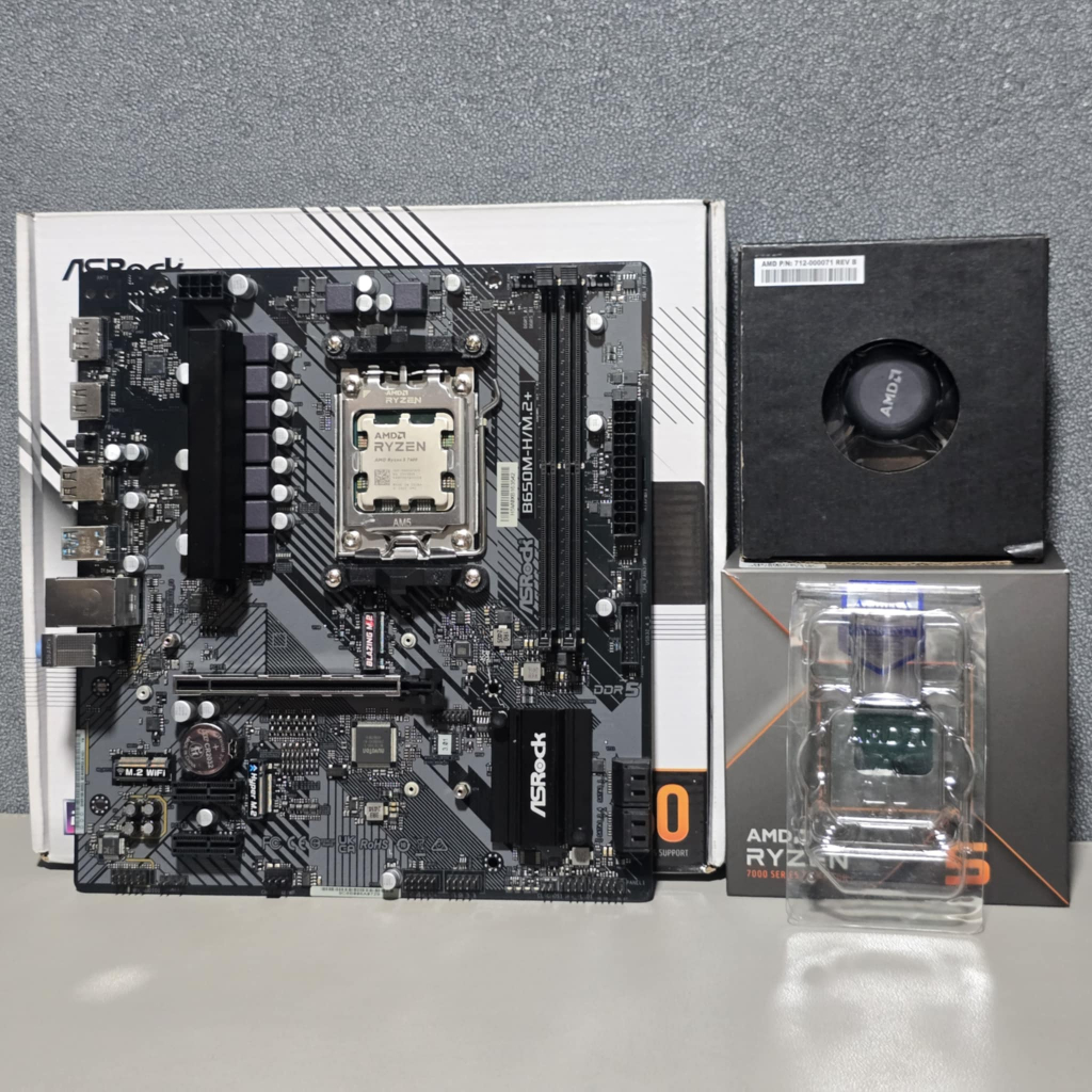 CPU AMD RYZEN 5 7600 6C/12T + ASROCK B650M -H/M.2+ (DDR5) (AM5) (M-ATX)  มือ2/มีประกันศูนย์ไทย