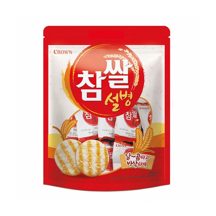 [ของแท้] 참쌀설병 Crown Korean Rice Cracker (ขนมข้าวทอดกรอบเกาหลี) 270g