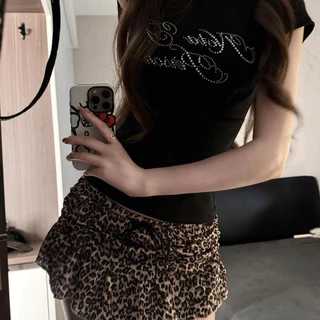 YOYO พร้อมส่ง🐆กระโปรงสั้น ลายเสือดาว มีซั บใน กระโปรงมินิ เอวสูงทรงเอใส่แล้วดูผอมแฟชั่นเซ็กซี่ผู้หญิง มีซับ