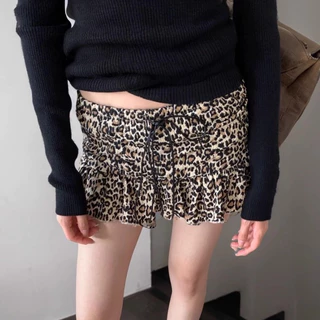YOYO พร้อมส่ง🐆กระโปรงสั้น ลายเสือดาว มีซั บใน กระโปรงมินิ เอวสูงทรงเอใส่แล้วดูผอมแฟชั่นเซ็กซี่ผู้หญิง มีซับ