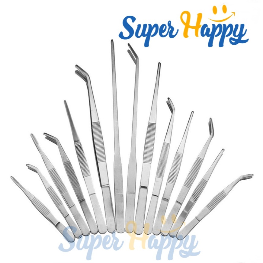 ฟอร์เซป forceps สแตนเลส แบบตรงและงอ สำหรับปลูกพืชน้ำ ผสมเกสร ให้อาหารสัตว์เลี้ยง