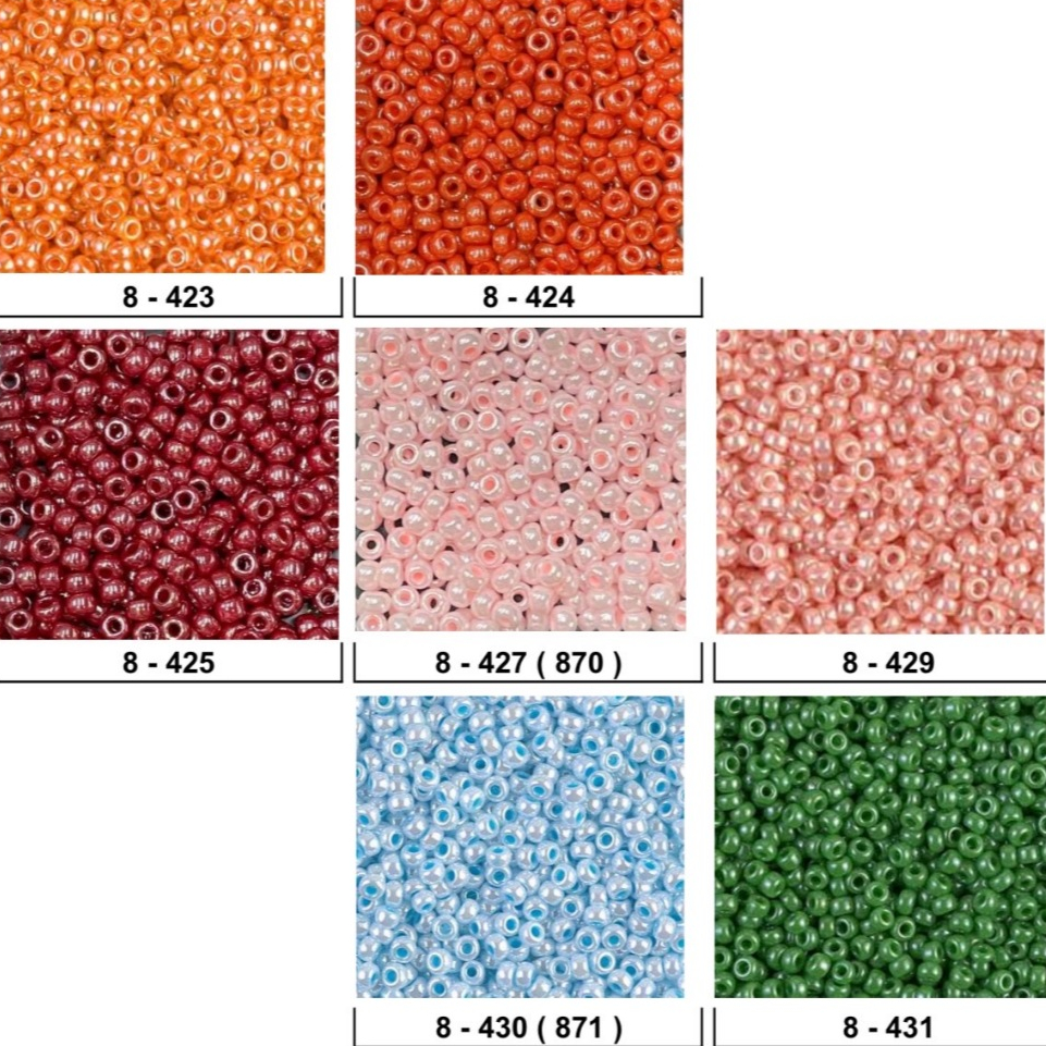 8/0 (3mm) # 421-431 ลูกปัดแก้ว Miyuki เม็ดบีด เม็ดทราย Seed Beads